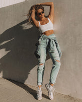 Monroe High Rise Rigid Distressed Straight Jeans